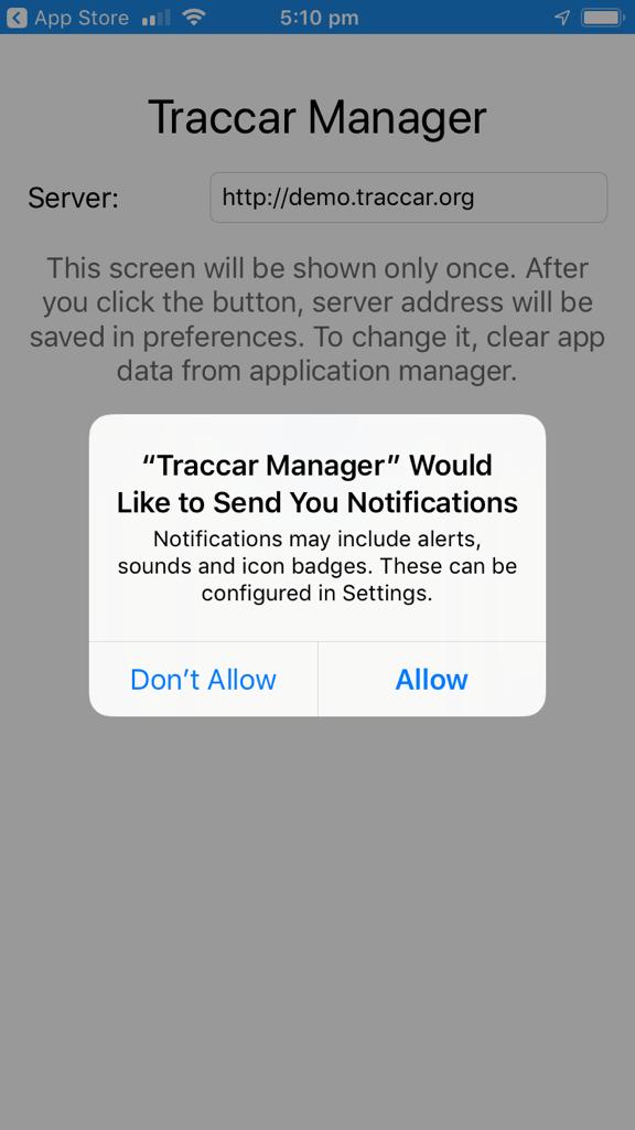 gpyes traccar ios app store allow notifications