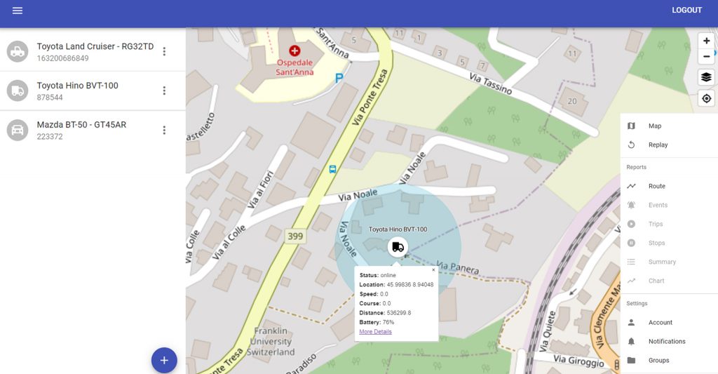 gpyes tracking portal map view osm